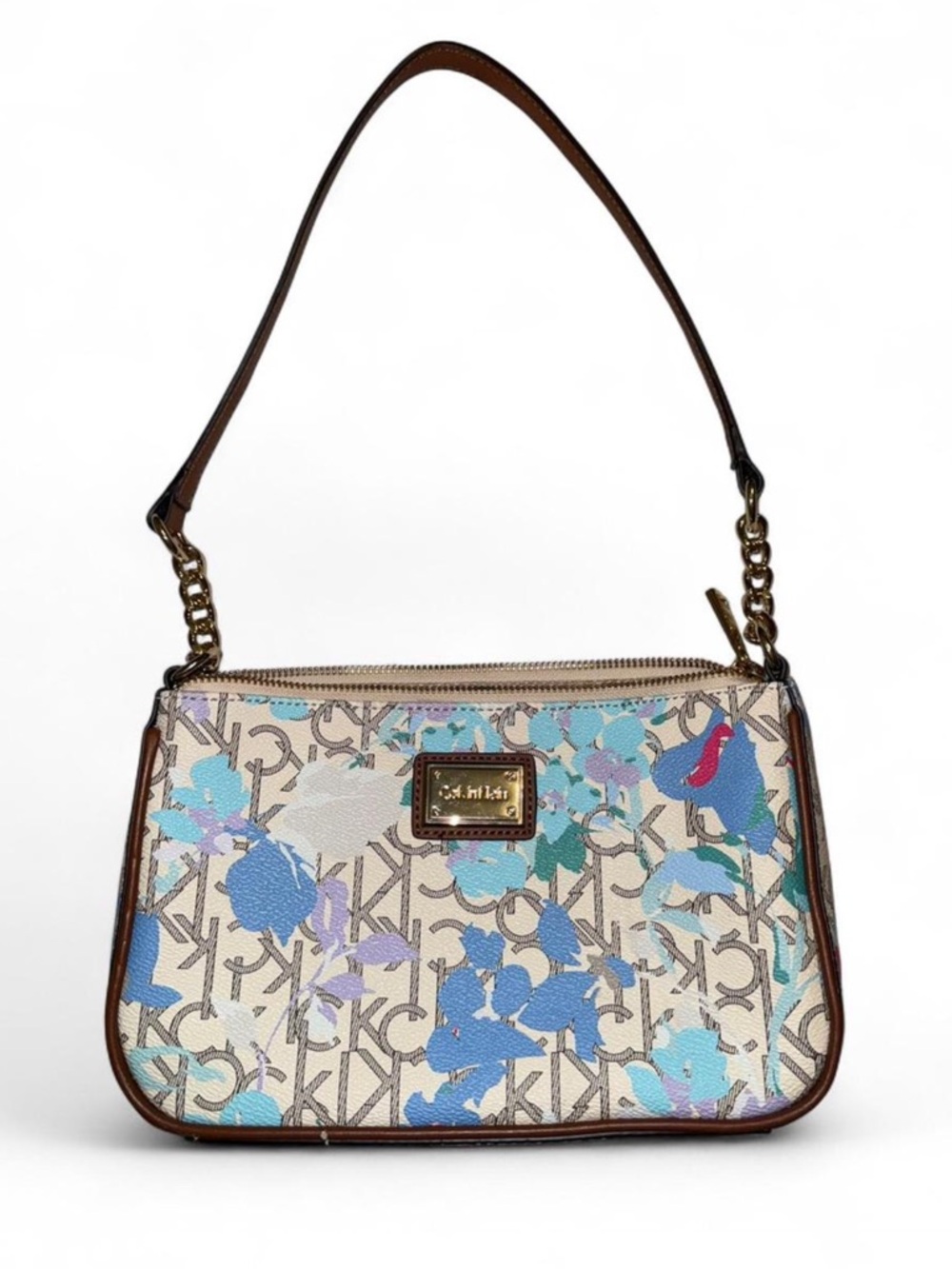 Calvin Klein Floral Monogram Shoulder Bag - Blue Multi